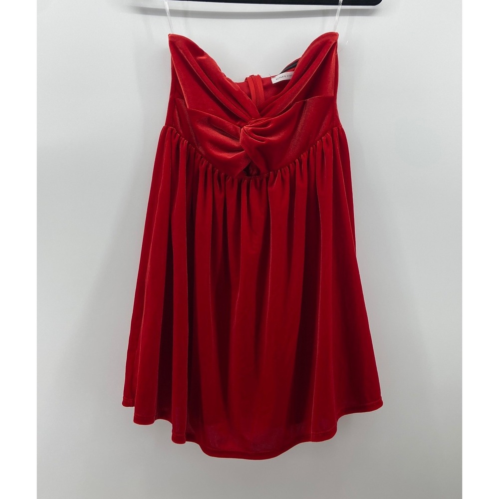 Altar'd State Red Velvet Strapless Twist Front Holiday Mini Dress Medium